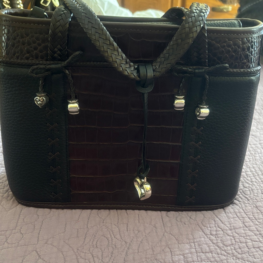 Brighton Chocolate Brown Croc-Embossed Shoulder Bag
